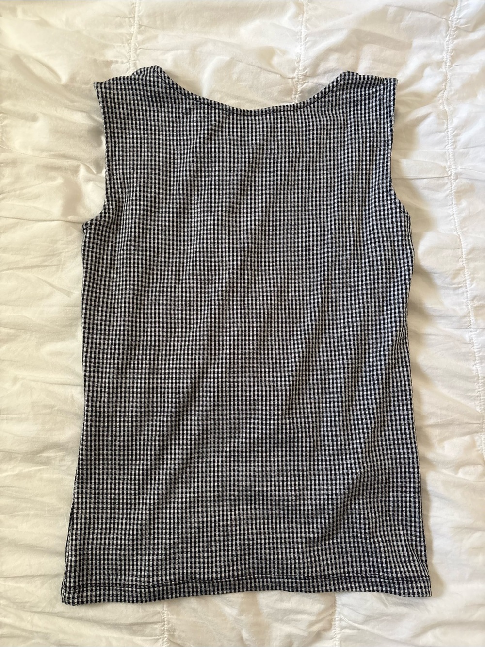 Madewell Black and White Gingham Backless Boatneck Tank